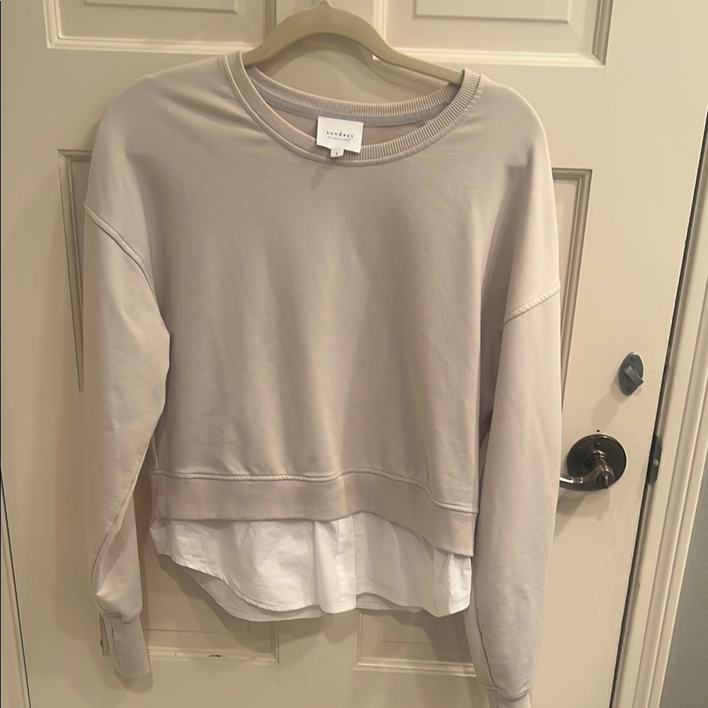 Sundays Cream and White Layered Sweatshirt